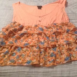 Pink ruffle tank top